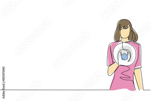 One line drawing activism concept for international event Democracy Day. Human subject speaks through a megaphone, highlighting free speech, empowerment, and the importance of raising ones voice.