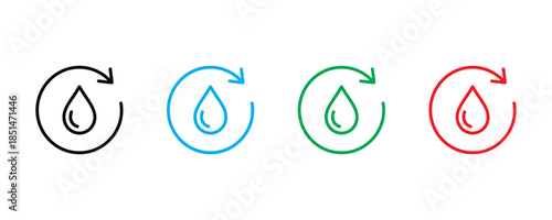 Water drop icon set vector on white background. rotation water drop icon. vector illustration.