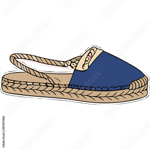 Blue Canvas Espadrille Shoe Illustration