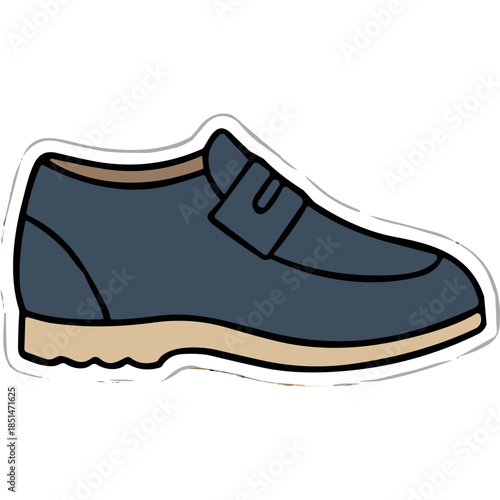 Blue Desert Boot Sticker - Vector Shoe Graphic
