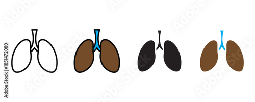 Lung anatomy icon set vector on white background. anatomy drawing, organ diagram symbol. vector illustration.