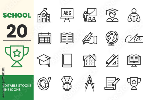 Education icons set for web design featuring vector symbols for business learning technology and online services