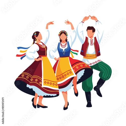 Traditional Folk Dancers Performing Cultural Dance