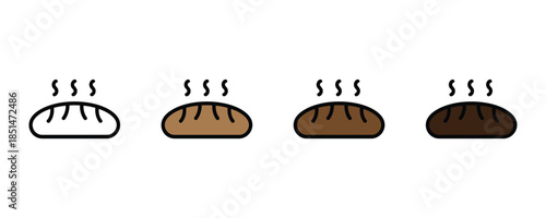 Bread loave icon set vector on white background. steaming bread, bread baking symbol. vector illustration.