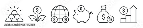 Investment thin line icon set. Web minimal editable stroke icons
