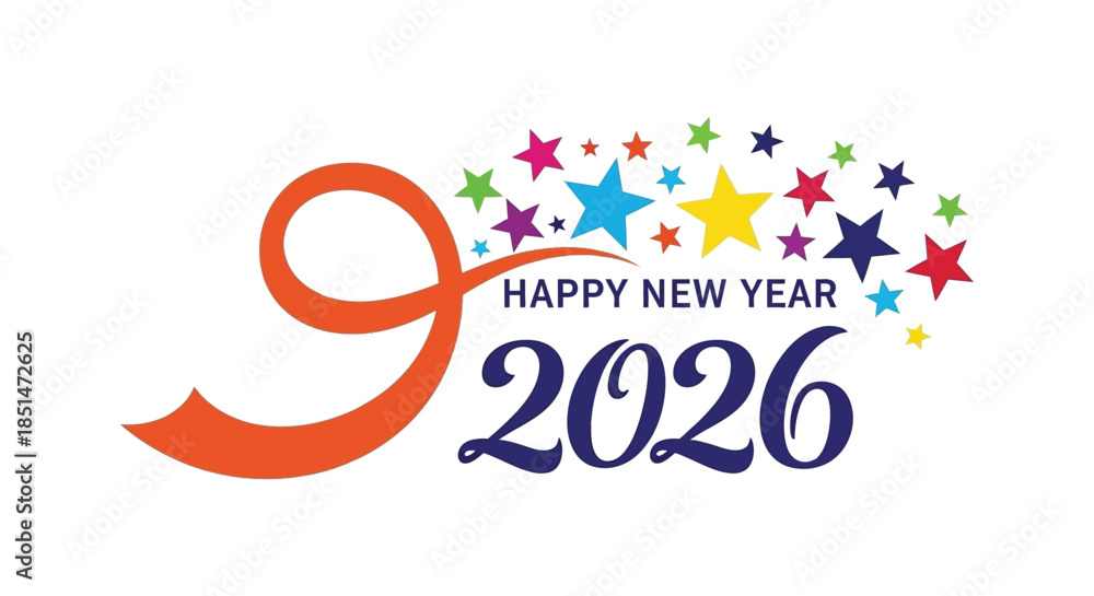 Naklejka premium Celebrating the arrival of the year 2026 with colorful fireworks and festive greetings