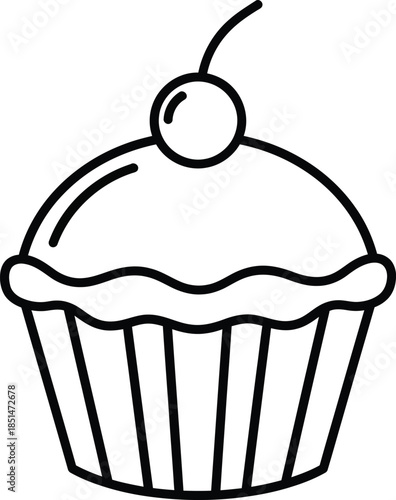 Delicious Cupcake with Cherry on Top Illustration