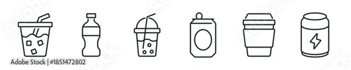 Soft Drink thin line icon set. Web minimal editable stroke icons