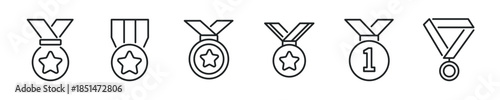 Medal thin line icon set. Web minimal editable stroke icons