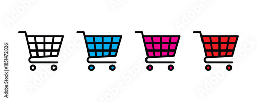 Shopping cart icon set vector on white background. vector illustration.