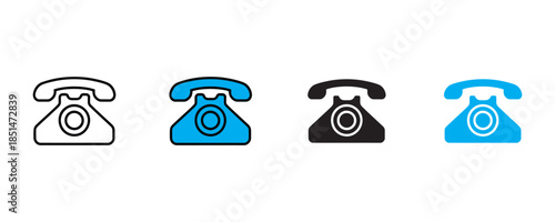 Telephone icon set vector on white background. rotary phone, vintage phone symbol.  old phone, retro icon. vector illustration.
