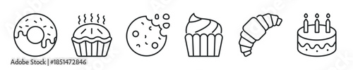 Cookies thin line icon set. Web minimal editable stroke icons