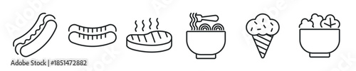 Food thin line icon set. Web minimal editable stroke icons