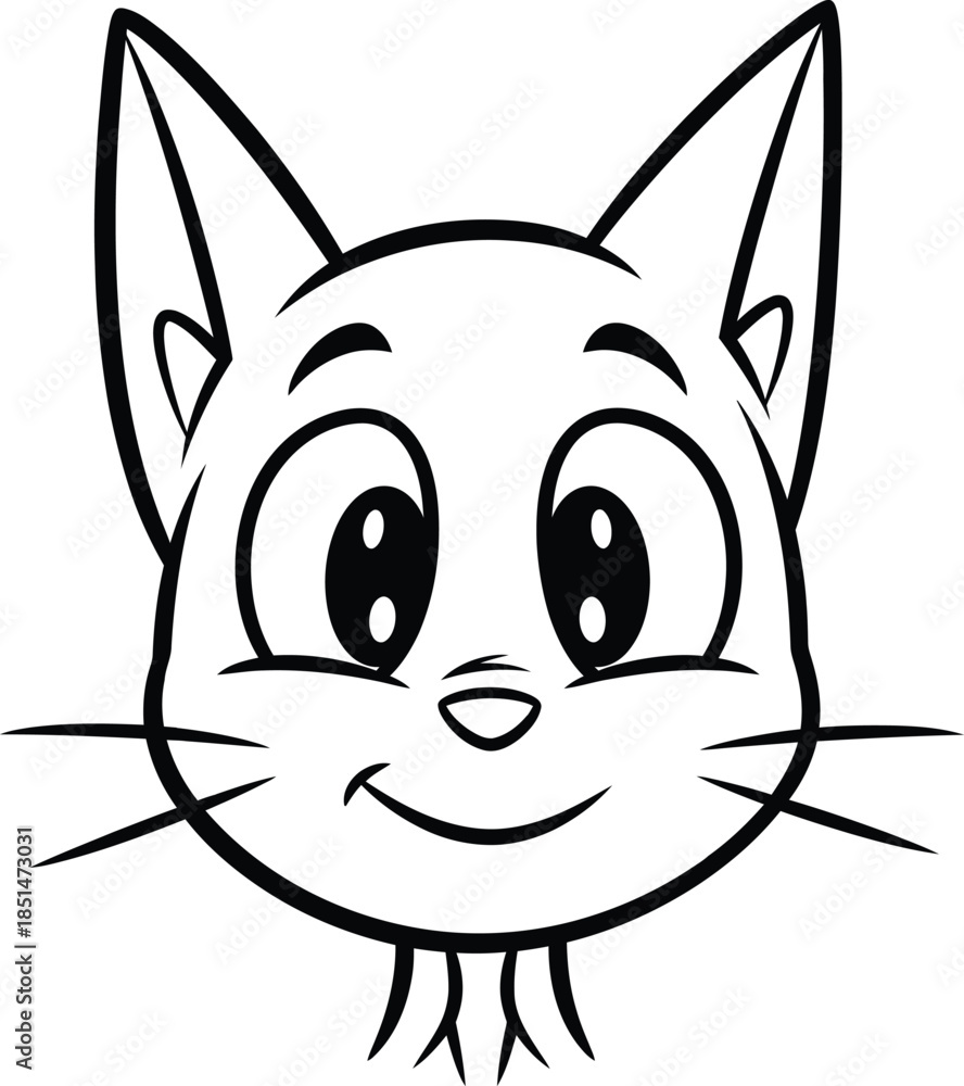 Obraz premium Cartoon Cat Face Line Art Illustration for Kids Coloring