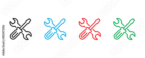 Wrench and spanner icon set vector on white background. tool, repair, maintenance symbol. vector illustration.
