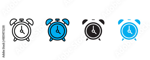 Alarm clock icon set vector on white background. morning, wake, alert, reminder symbol. vector illustration.