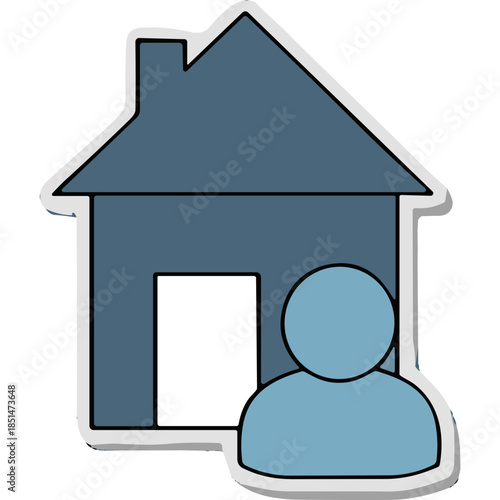 Blue House and Person Icon