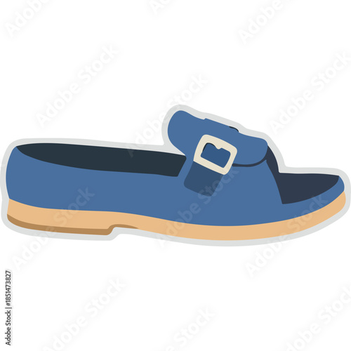 Blue Monk Strap Loafer Shoe Illustration