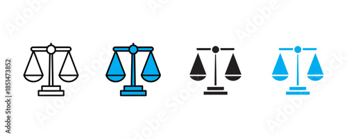 Balance scale icon set vector on white background. law symbol. vector illustration.