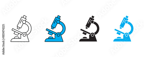Modern microscope icon set vector on white background. science, research, laboratory symbol. vector illustration.