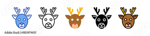 Reindeer Icon Multi Style Illustration	