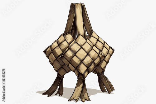 Traditional Indonesian Ketupat Illustration for Festive Celebrations