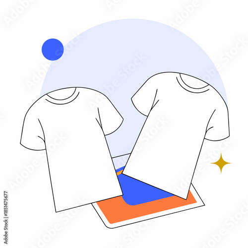 Two TShirts on Table with Digital Design Illustration