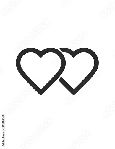 A grayscale icon depicts two interconnected hearts, rendered in a simple, minimalist line art style on a plain white backdrop