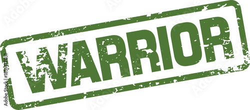 Warrior Green Rubber Stamp Mark Symbolizing Strength Courage and Resilience in Battle