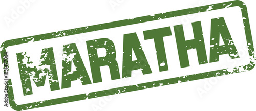 Grungy Green MARATHA Text Stamp Signifying Historical Indian Empire and Heritage