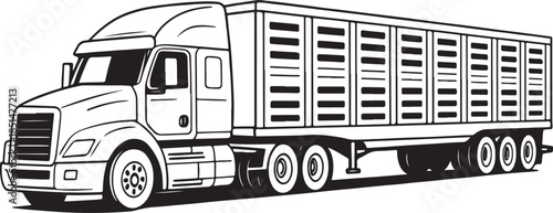 Semi truck with livestock trailer side view