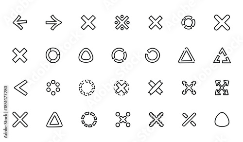 Diverse Collection of Hand Drawn Geometric Shapes and Arrows Icons sketch
