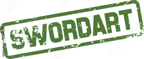 Bold green grunge effect stamp featuring the unique word SWORDART for creative projects