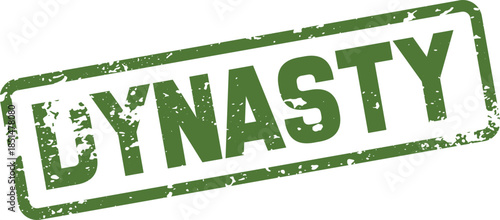 Prominent green aged stamp effect with the word Dynasty for historical and lineage representations