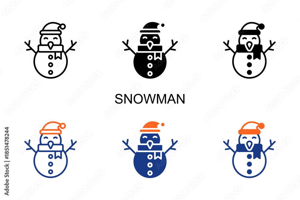 Fototapeta premium Snowman Icon Multi Style Vector Illustration