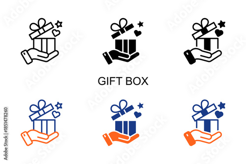 Gift Box Icon Multi Style Vector Illustration