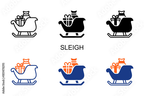 Sleigh Icon Multi Style Vector Illustration