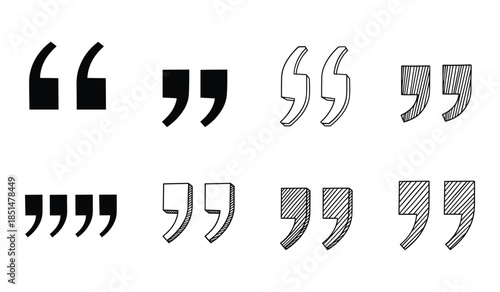 Hand Drawn Quotation Marks in Various Styles and Fill Patterns quote speech bubble