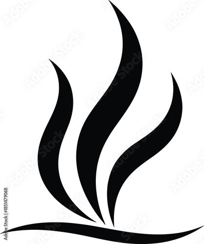 Modern solid symbol showing tapered vertical wisps to denote specialized campfire warmth, movement, growth, natural gas energy, and dynamic creative fire art findings.