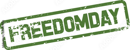 Distressed green FREEDOMDAY stamp mark for commemorating liberty and independence events