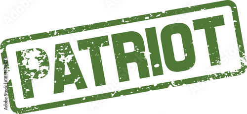 Distressed Green Patriot Word Stamp Symbolizing National Loyalty and Love for Country