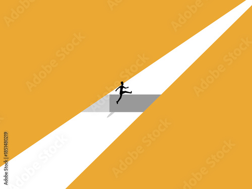 businessman jumped over the obstacle