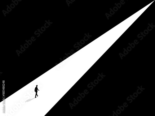businessman walks straight ahead.