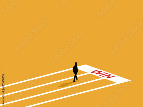 businessman crossed the finish line alone