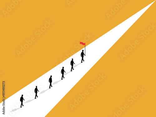 businessman carries the flag to lead the way forward.