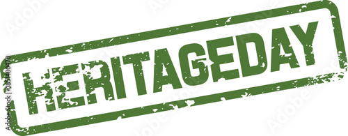 Distressed Green Heritage Day Word Rubber Stamp Mark for Cultural Event