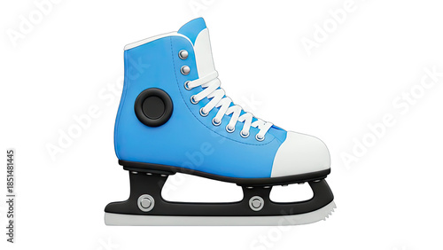 Blue Ice Skate Isolated on White Background