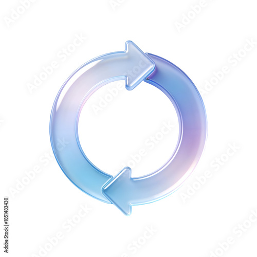 A circular arrangement of two arrows forming a continuous loop on black