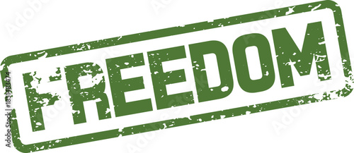 Distressed green FREEDOM stamp mark for important declarations and liberty messages