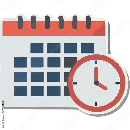Calendar and Clock Icon: Time Management and Scheduling Concept